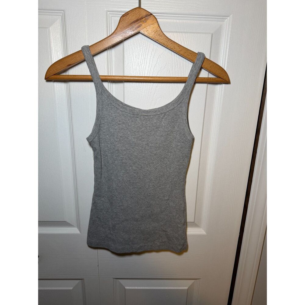 H&M Basics Gray Ribbed Tank Top Women's Small Stretch Layering Cami